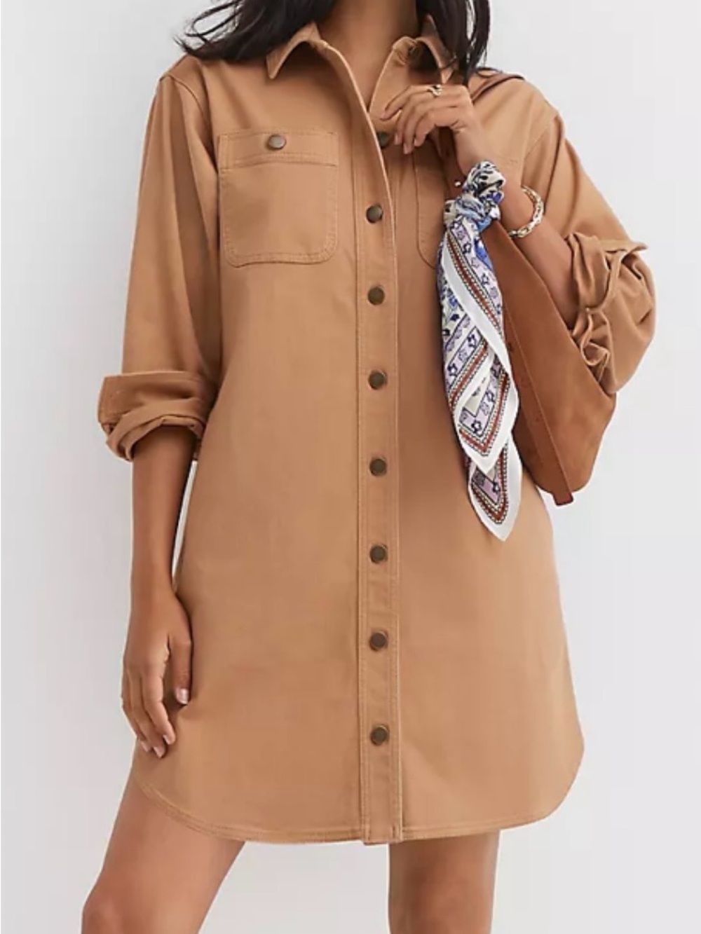 LOFT Shirttail Hem Mini Pocket Shirt Dress